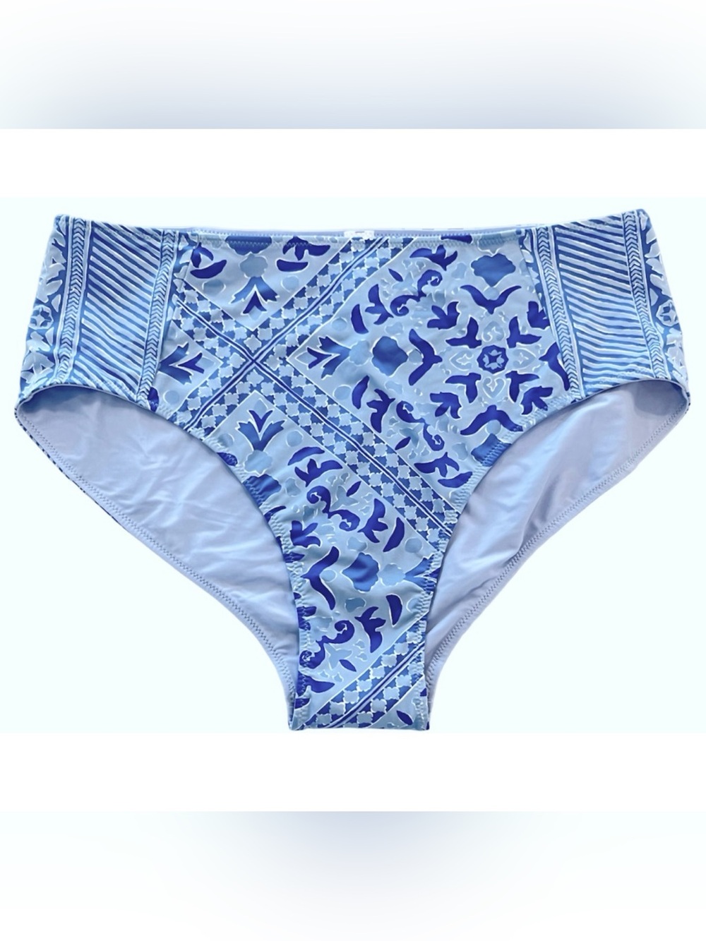 VINEYARD VINES CALM WATER BLUE HIGH WAIST SCARF PRINT BOTTOMS BIKINI SWIMSUIT L